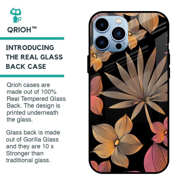 Lines Pattern Flowers Glass Case for iPhone 13 Pro Online