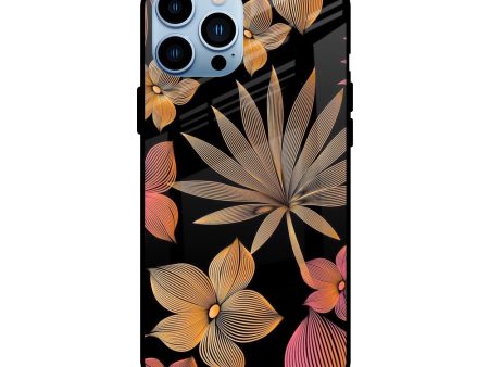 Lines Pattern Flowers Glass Case for iPhone 13 Pro Online